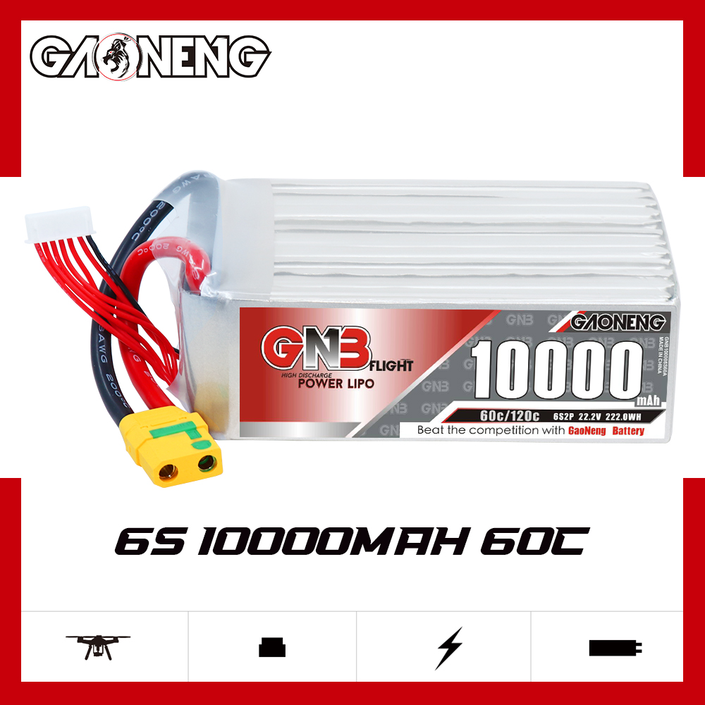 GAONENG GNB 6S 22.2V 10000mAh 60C RC LiPo Battery XT90S Anti Spark