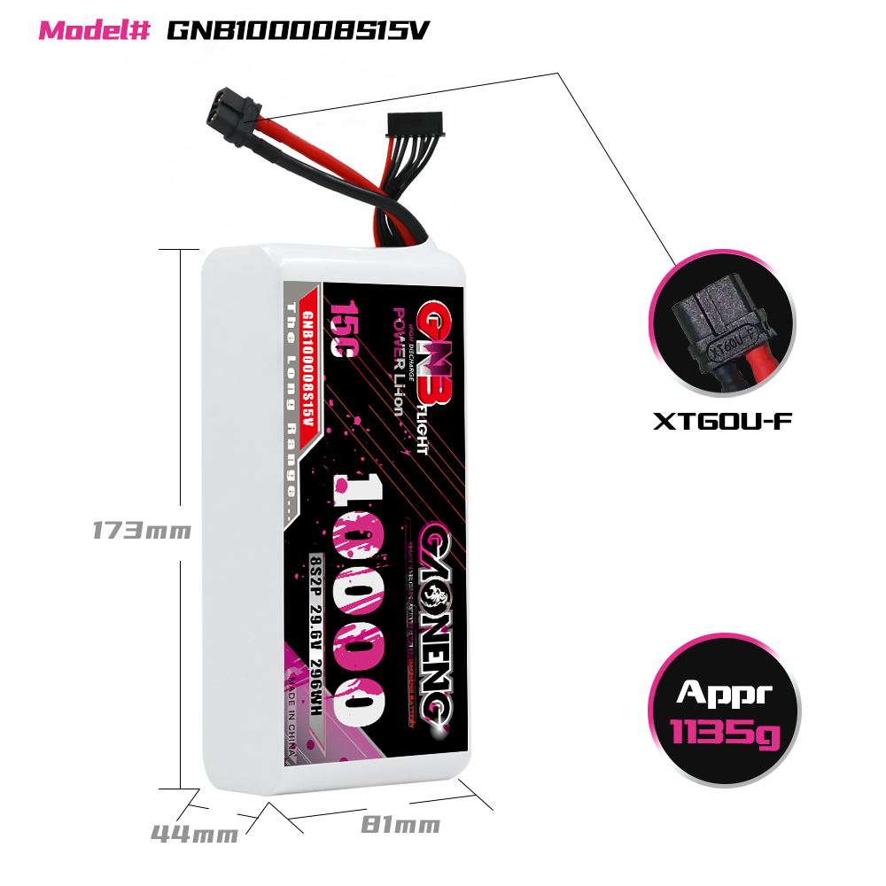 GAONENG GNB 8S2P 22.2V 10000mAh 15C XT60 Li-ion Battery