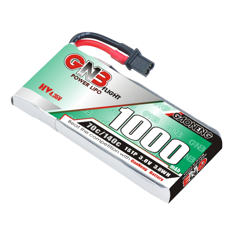 GAONENG GNB LiHV 1S 3.8V 1000mAh 70C A30 Cabled LiPo Battery Long Range