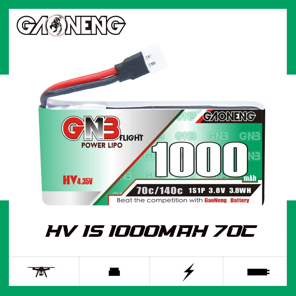 [Copy]GAONENG GNB LiHV 1S 3.8V 1000mAh 70C Molex 51005 Cabled LiPo Battery Long Range