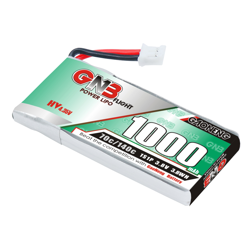 GAONENG GNB LiHV 1S 3.8V 1000mAh 70C PH2.0 Cabled LiPo Battery Long Range
