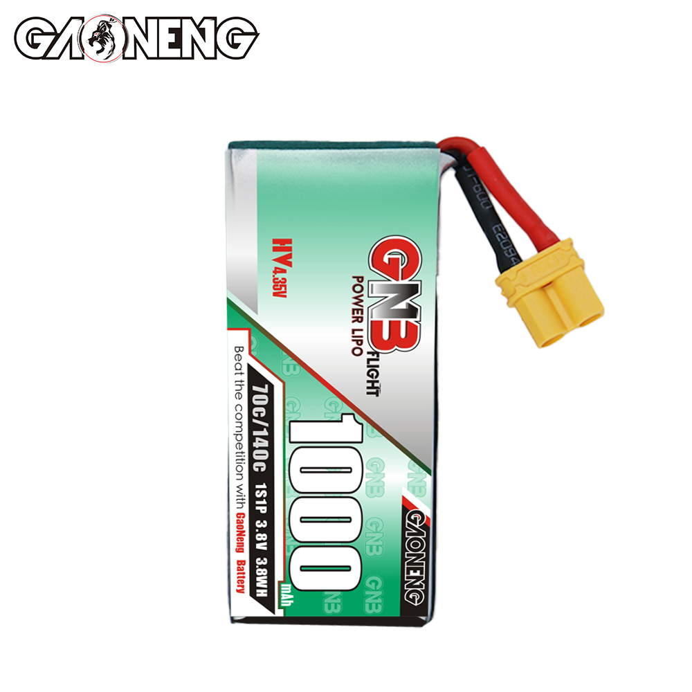 GAONENG GNB LiHV 1S 3.8V 1000mAh 70C XT30 Cabled LiPo Battery Long Range