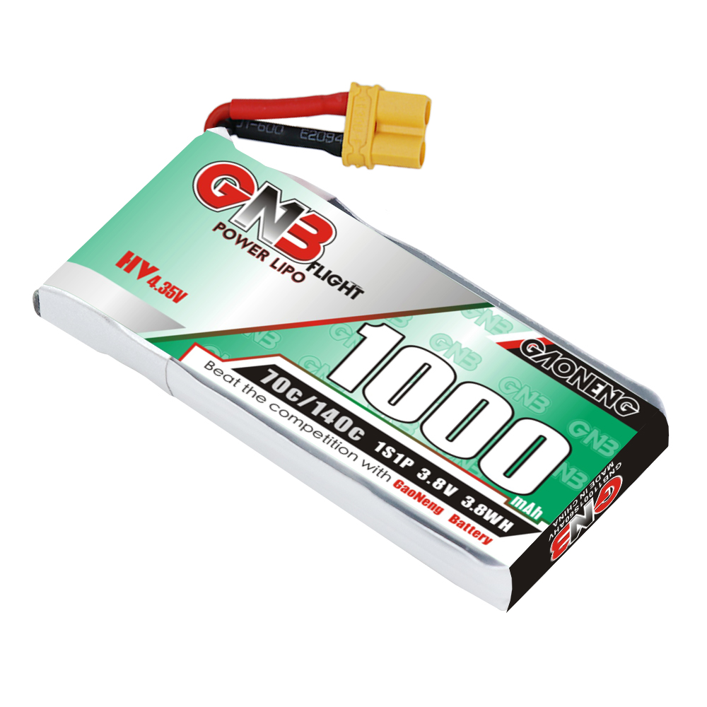 GAONENG GNB LiHV 1S 3.8V 1000mAh 70C XT30 Cabled LiPo Battery Long Range