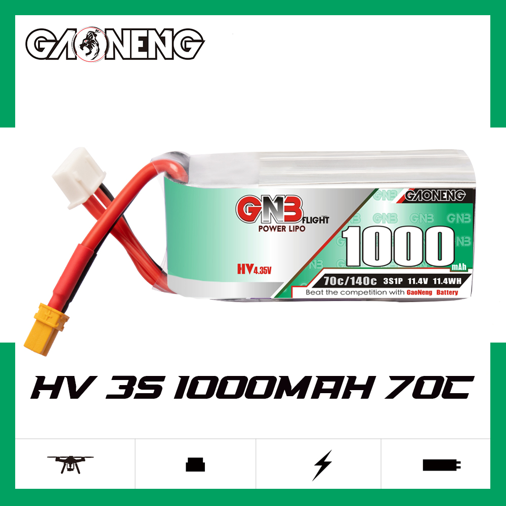 GAONENG GNB LiHV 3S 11.4V 1000mAh 70C XT30 LiPo Battery Long Range