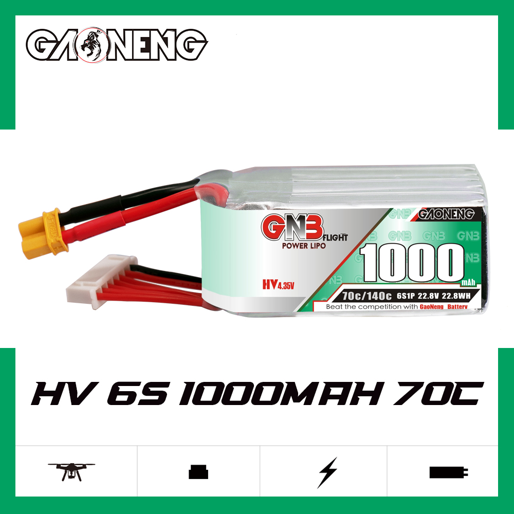 GAONENG GNB LiHV 6S 22.8V 1000mAh 70C XT30 LiPo Battery LongRange