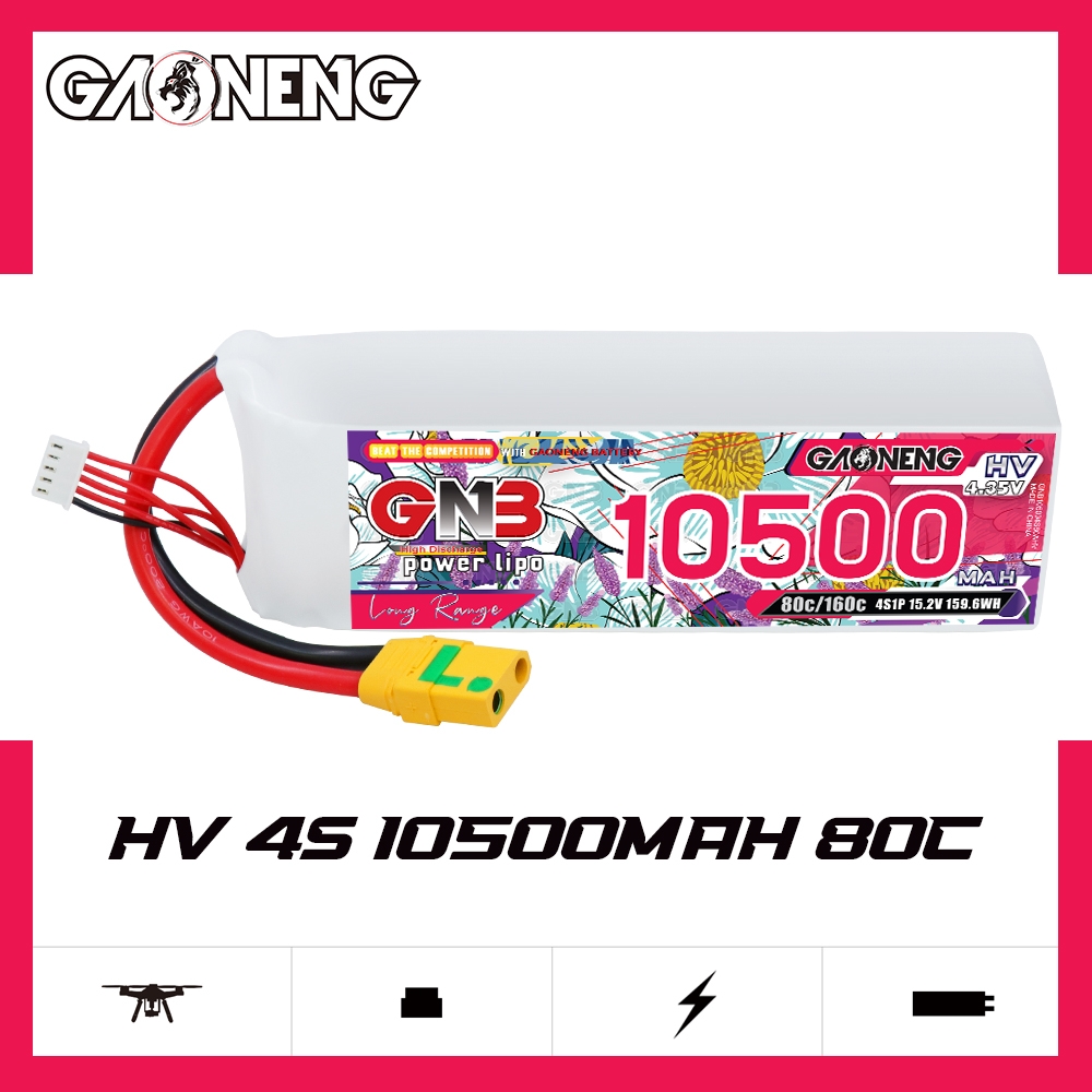 GAONENG GNB 4S 15.2V HV 10500mAh 80C RC LiPo Battery XT90S