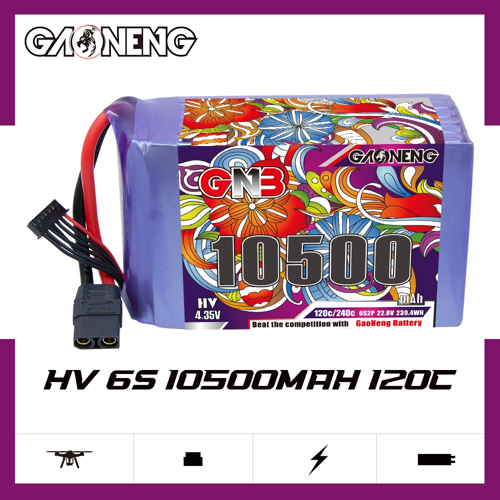 GAONENG GNB 6S 22.8V HV 10500mAh 120C RC LiPo Battery XT90