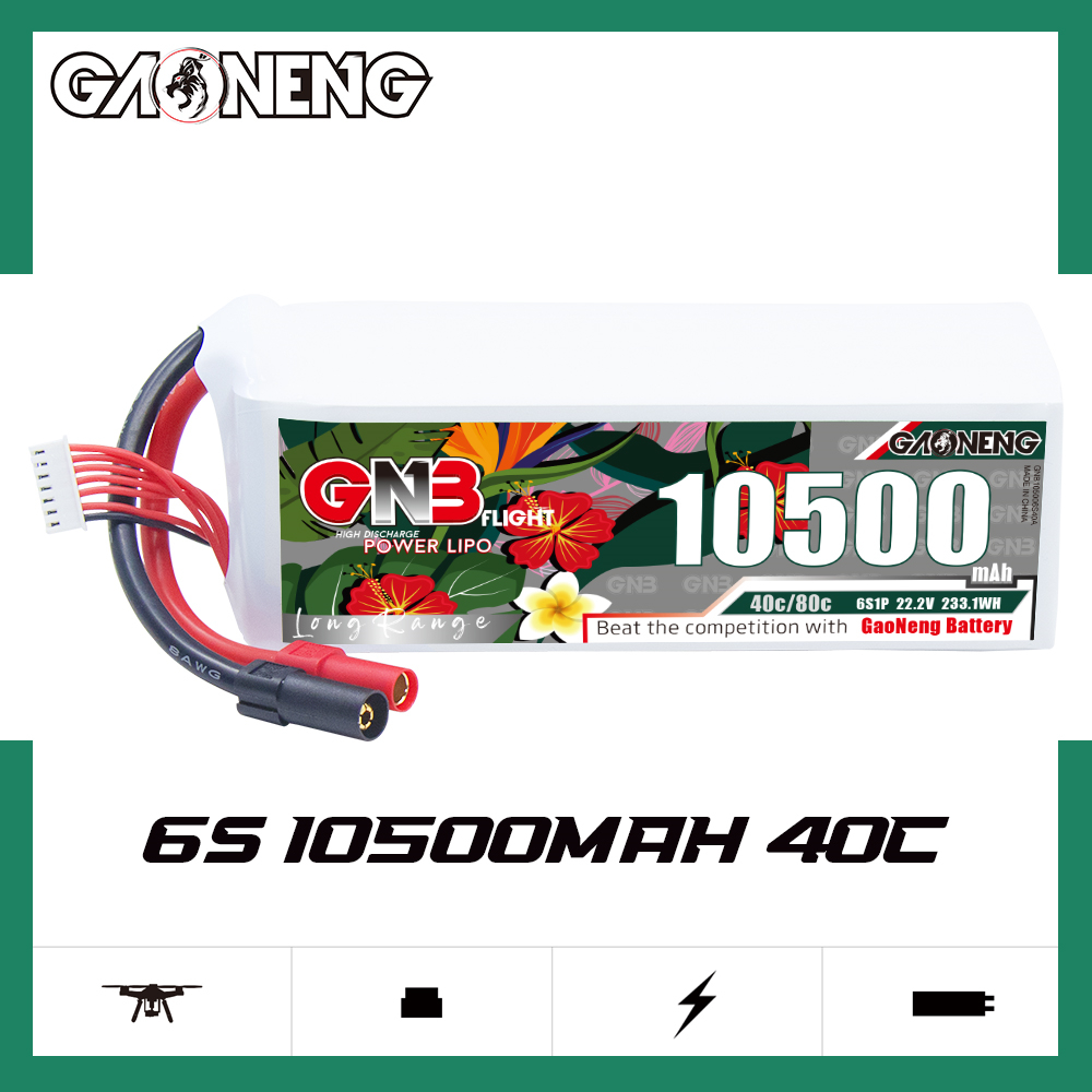 GAONENG GNB 6S 22.2V 10500mah 40C LiPo Battery XT150