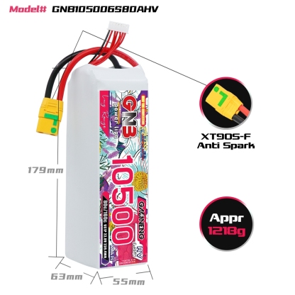 GAONENG GNB 6S 22.8V HV 10500mAh 80C RC LiPo Battery XT90S