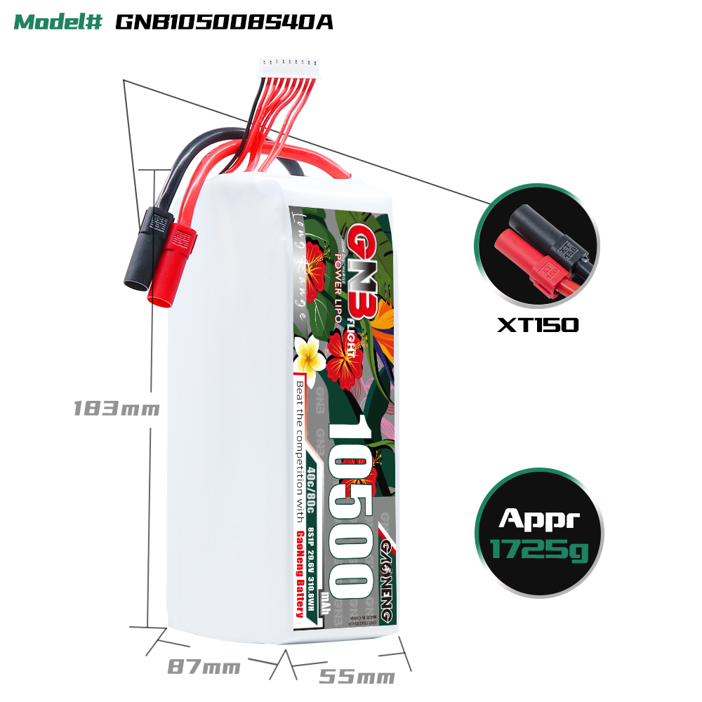 GAONENG GNB 8S1P 29.6V 10500mah 40C LiPo Battery XT150