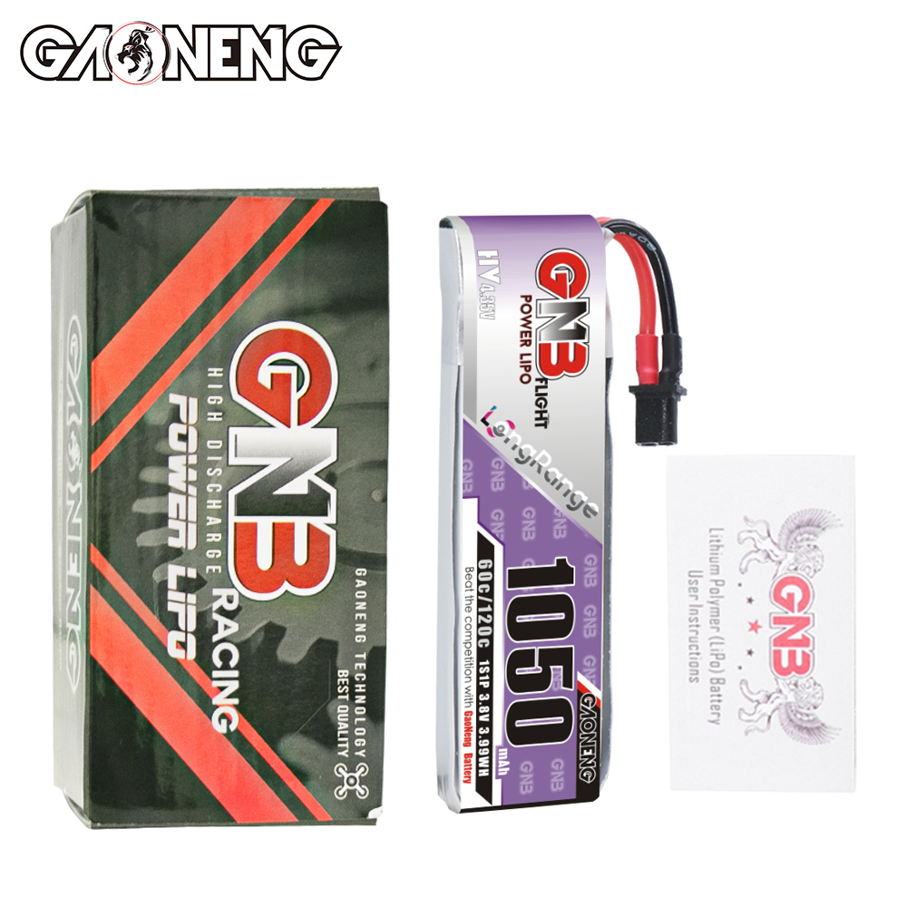 GAONENG GNB LiHV 1S 3.8V 1050mAh 60C A30 Cabled LiPo Battery Long Range