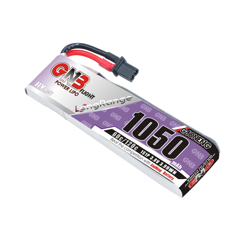 GAONENG GNB LiHV 1S 3.8V 1050mAh 60C A30 Cabled LiPo Battery Long Range