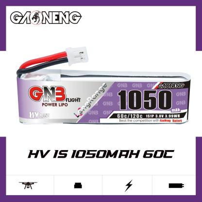 GAONENG GNB LiHV 1S 3.8V 1050mAh 60C PH2.0 Cabled LiPo Battery Long Range