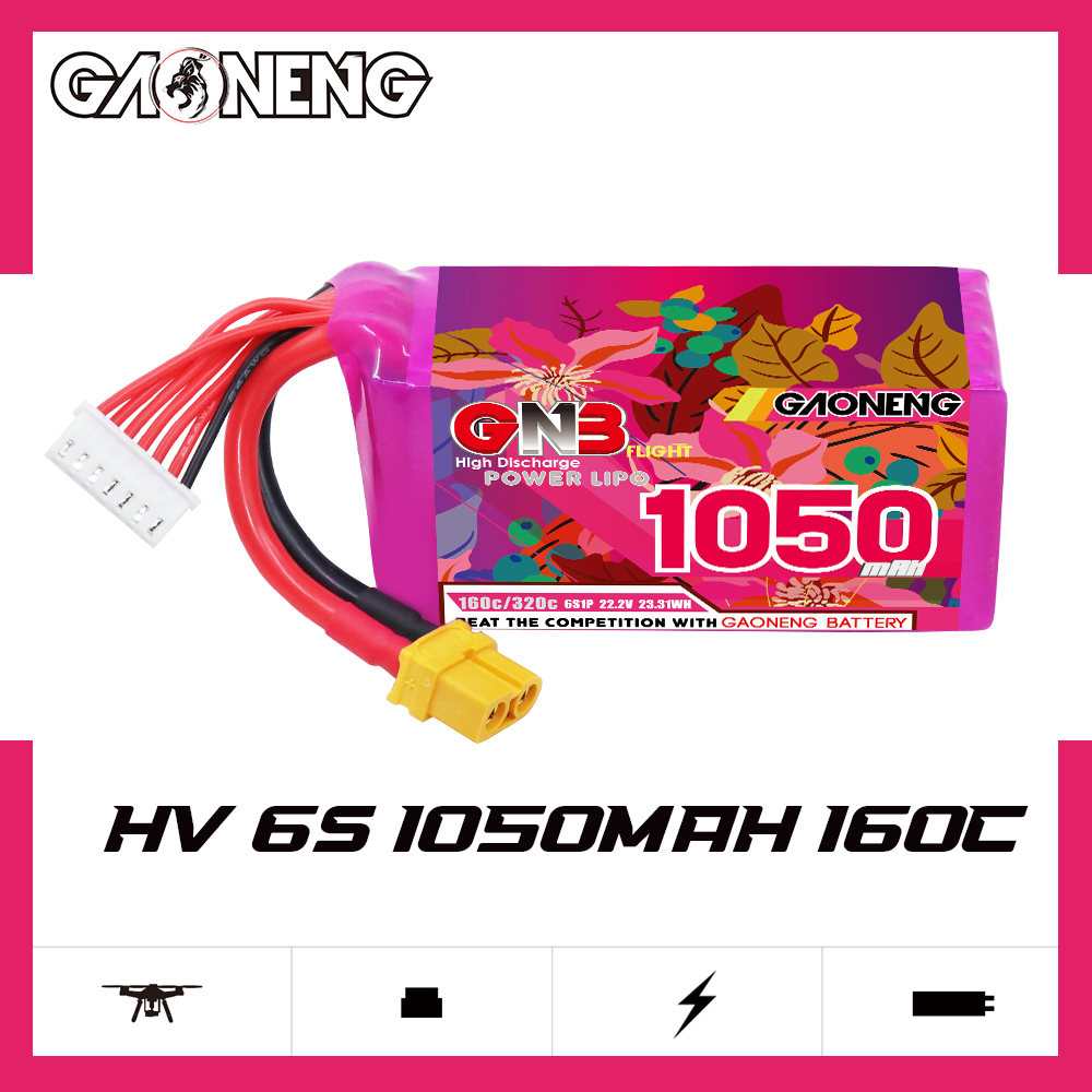 GAONENG GNB 6S 22.2V 1050mAh 160C XT60 LiPo Battery