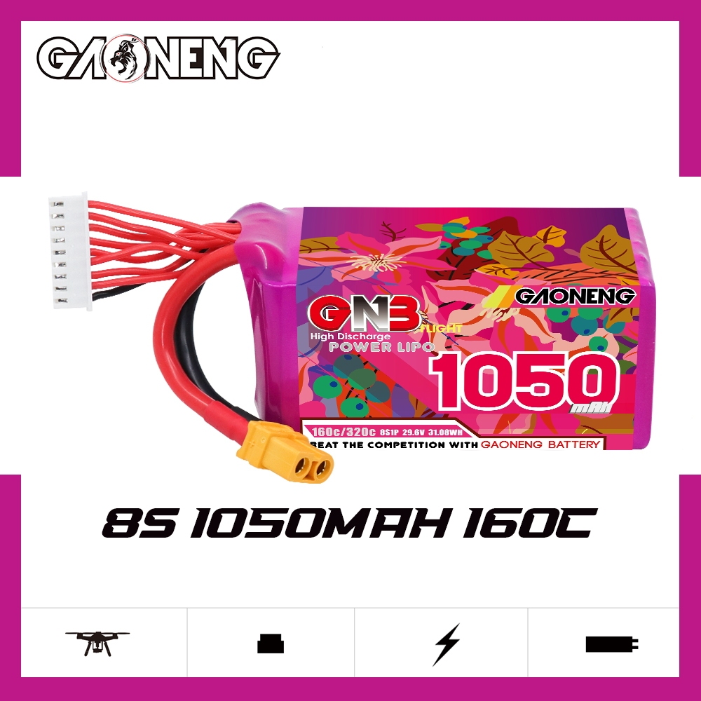 GAONENG GNB 8S 29.6V 1050mAh 160C XT60 LiPo Battery