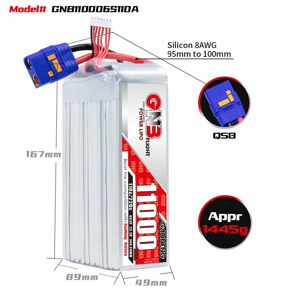 GAONENG GNB 6S 22.2V 11000mAh 11AH 110C RC LiPo Battery QS8 Raminator 5T DBXLE