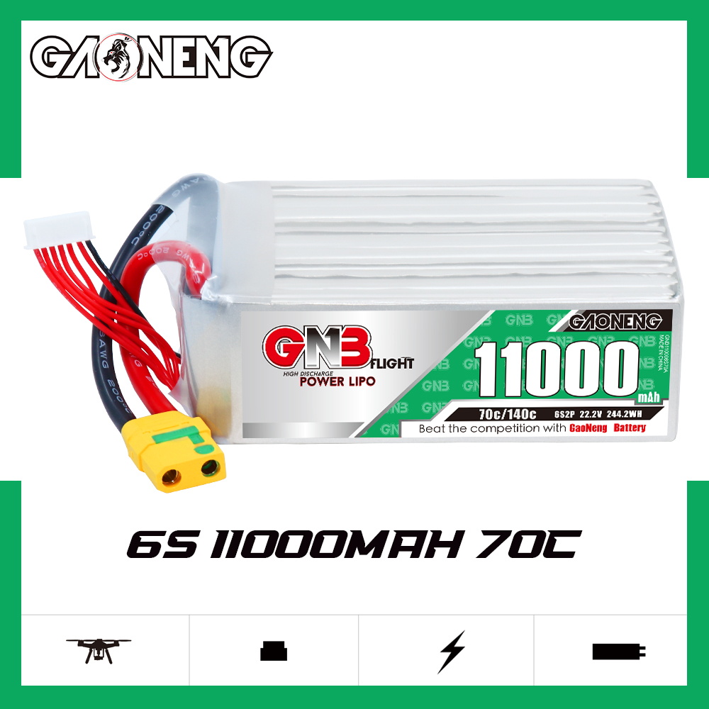 GAONENG GNB 6S 22.2V 11000mAh 11AH 70g RC LiPo Battery XT90S Anti Spark