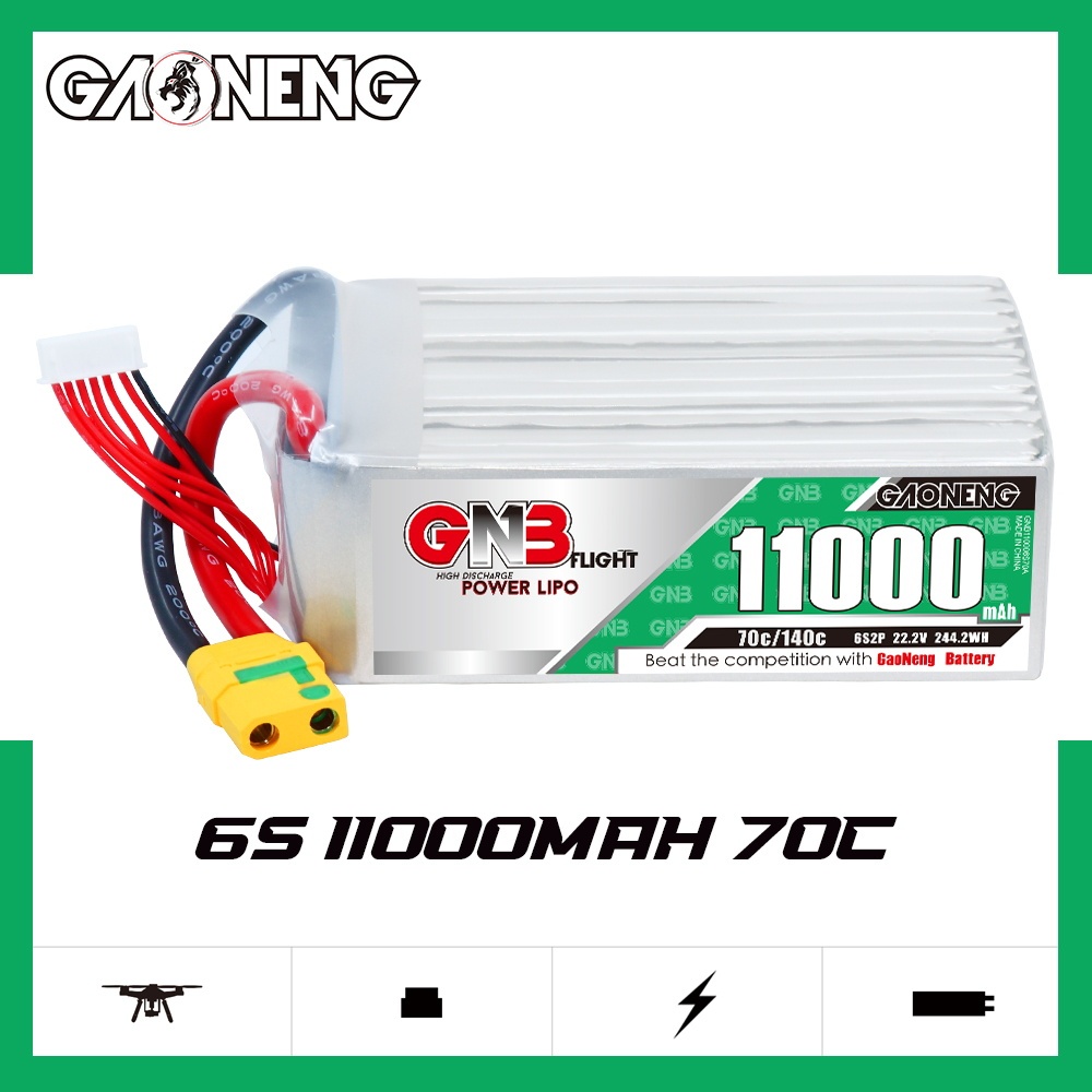 GAONENG GNB 6S 22.2V 11000mAh 11AH 70g RC LiPo Battery XT90S Anti Spark