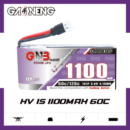 GAONENG GNB LiHV 1S 3.8V 1100mAh 60C Molex 51005 Cabled LiPo Battery Long Range