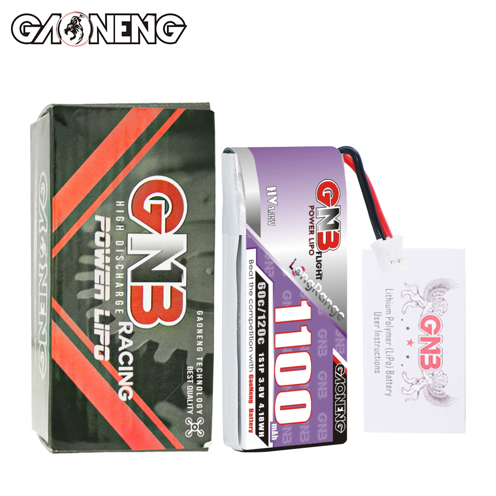 GAONENG GNB LiHV 1S 3.8V 1100mAh 60C PH2.0 Cabled LiPo Battery Long Range