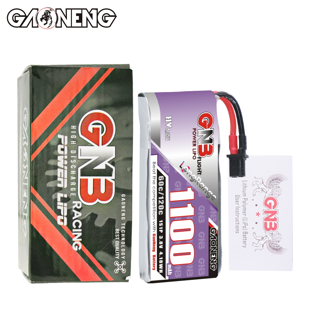 GAONENG GNB LiHV 1S 3.8V 1100mAh 60C A30 Cabled LiPo Battery Long Range