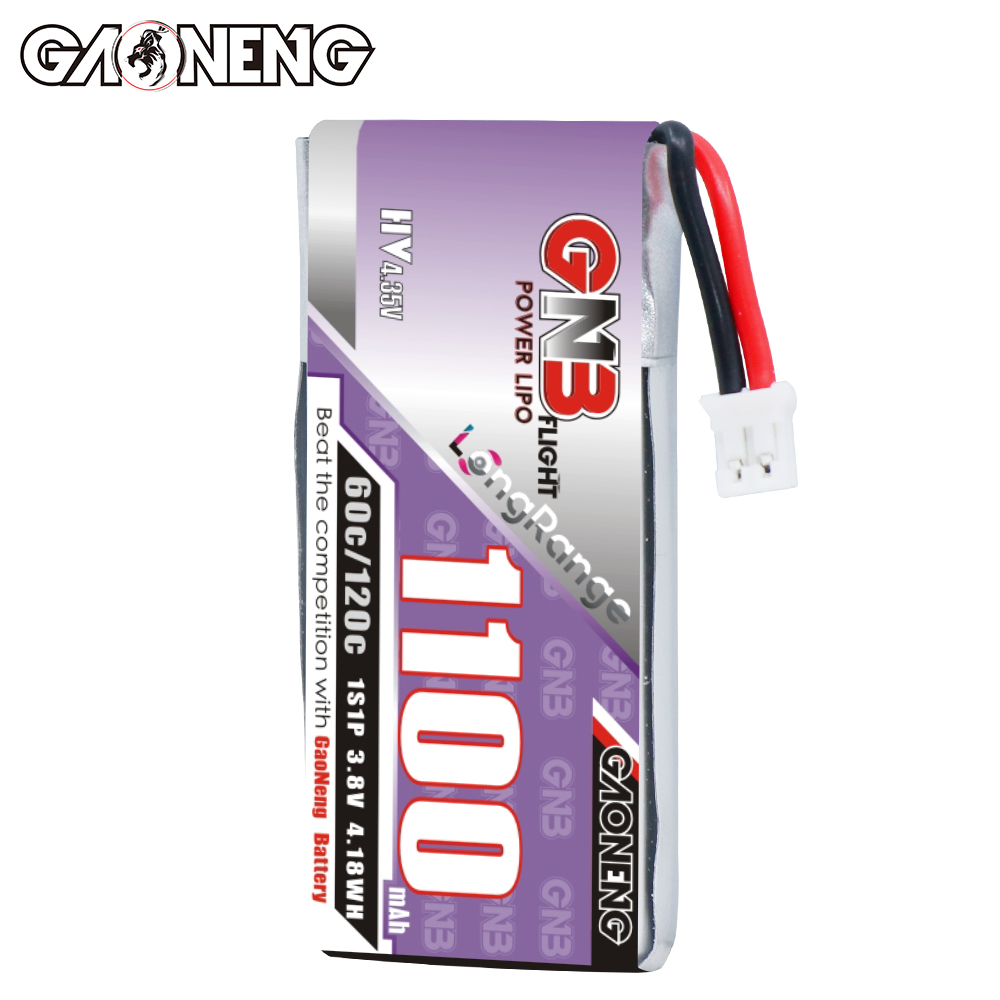 GAONENG GNB LiHV 1S 3.8V 1100mAh 60C PH2.0 Cabled LiPo Battery Long Range
