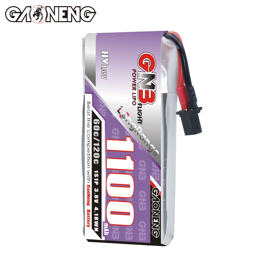 GAONENG GNB LiHV 1S 3.8V 1100mAh 60C A30 Cabled LiPo Battery Long Range