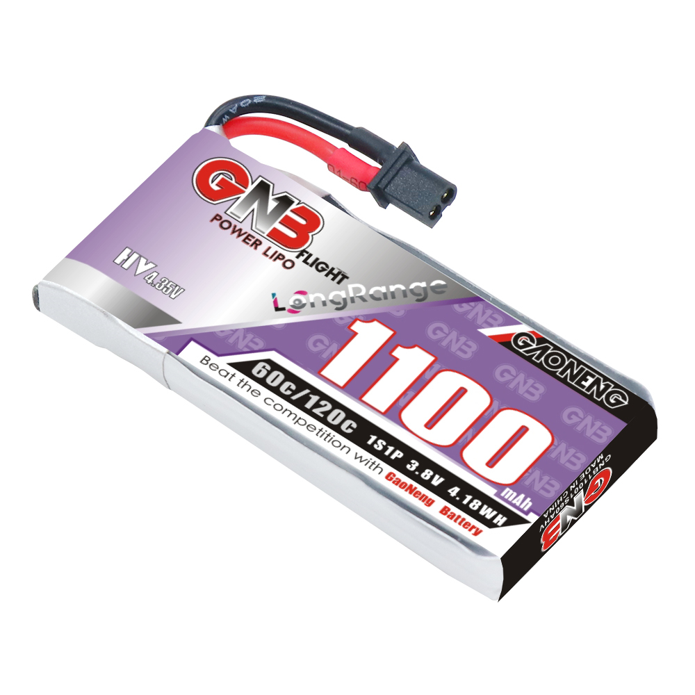 GAONENG GNB LiHV 1S 3.8V 1100mAh 60C A30 Cabled LiPo Battery Long Range