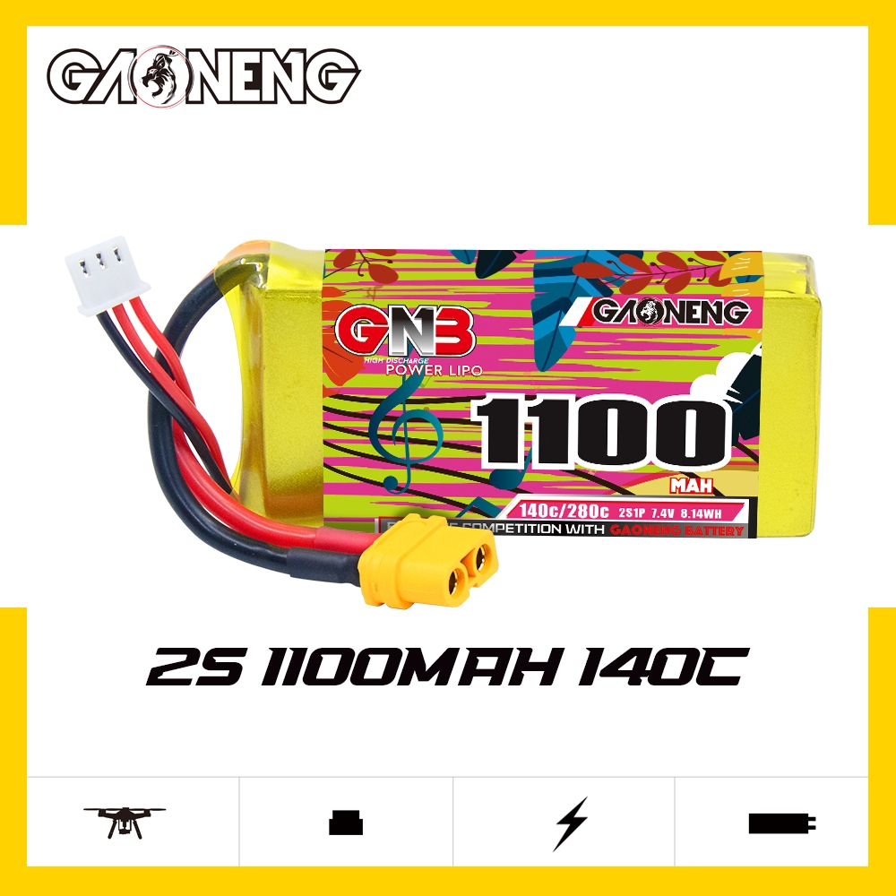 GAONENG GNB 2S 7.4V 1100mAh 140C XT60 LiPo Battery