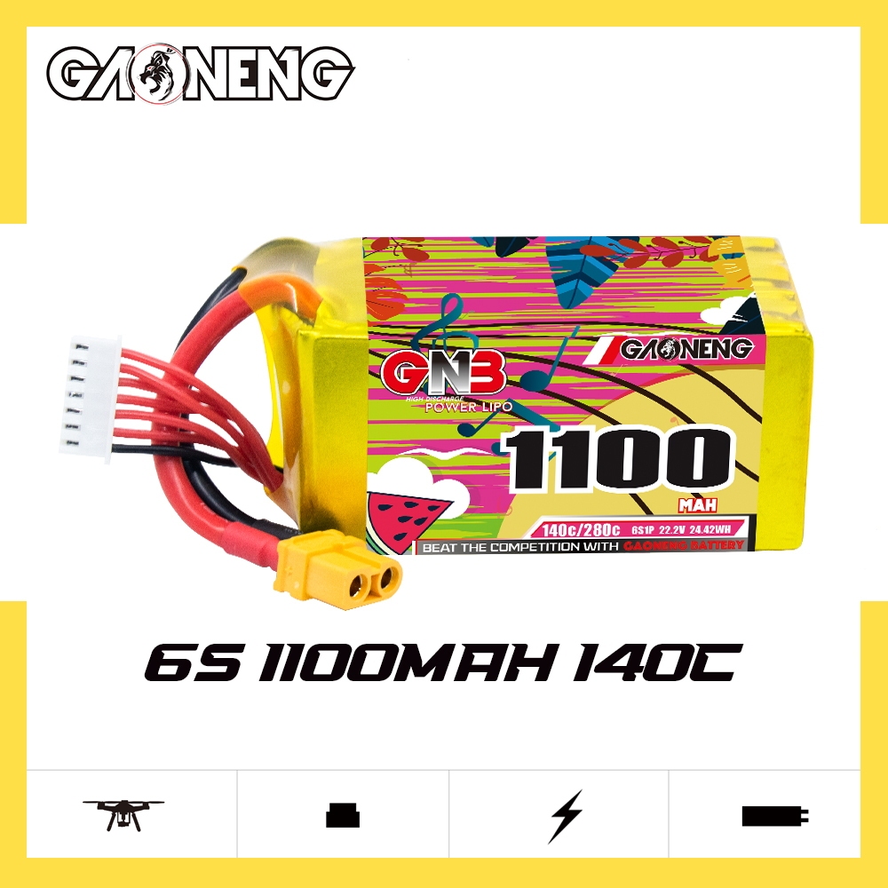 GAONENG GNB 6S 22.2V 1100mAh 140C XT60 LiPo Battery