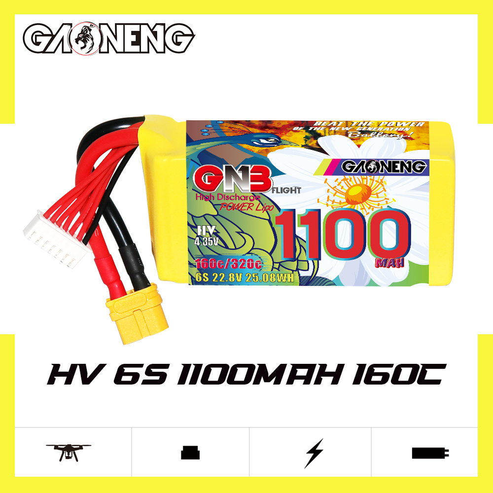 GAONENG GNB LiHV 6S 22.8V 1100mAh 160C XT60 RC LiPo Battery