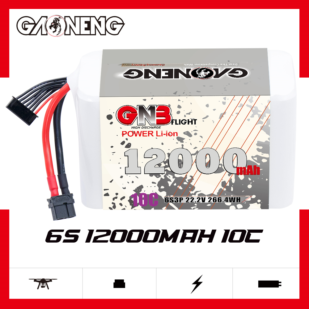 GAONENG GNB 6S 22.2V 12000mah 10C XT60 Li-ion Battery made with Li-ion Lithium Ion 21700