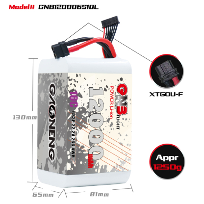 GAONENG GNB 6S 22.2V 12000mah 10C XT60 Li-ion Battery made with Li-ion Lithium Ion 21700