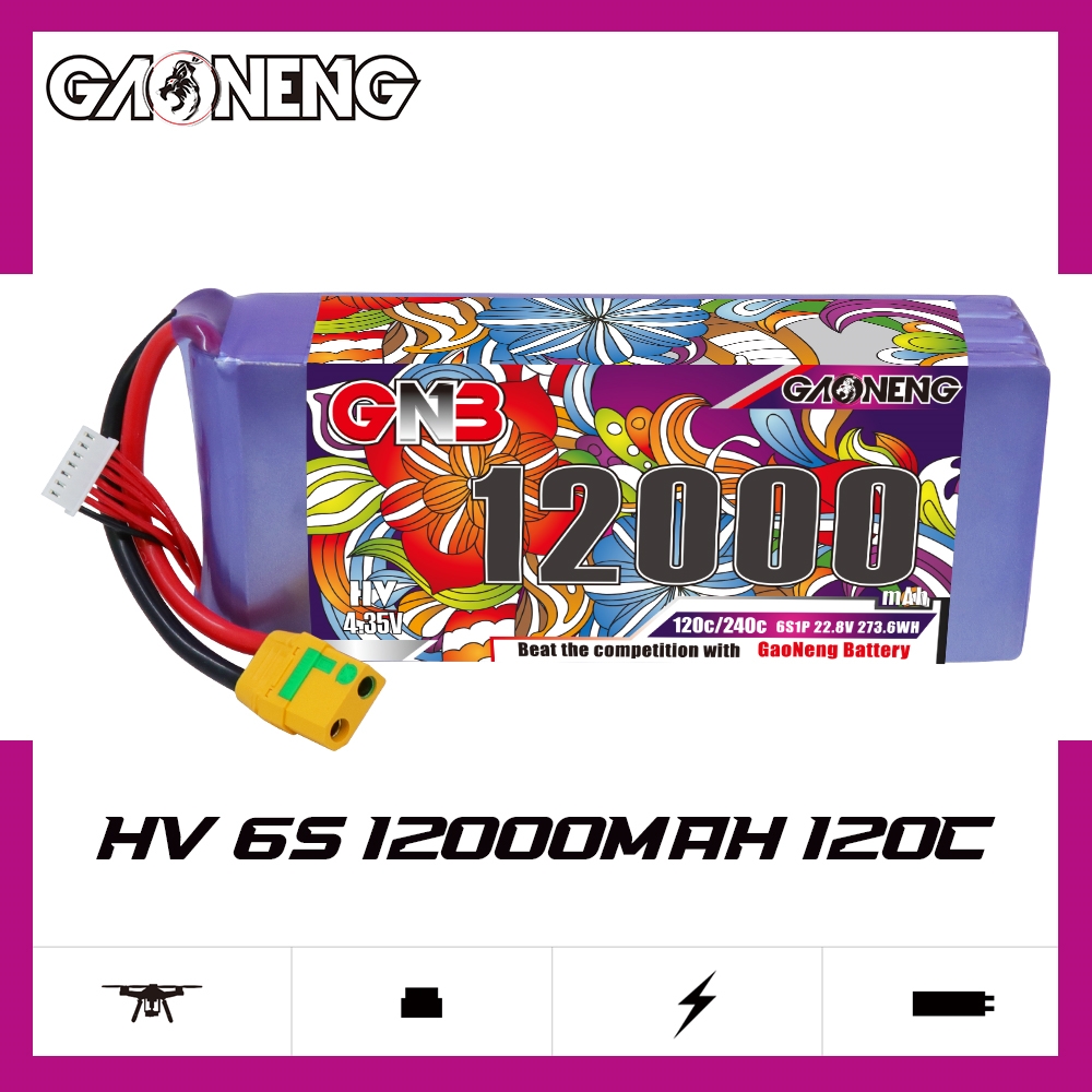 GAONENG GNB 6S 22.8V HV 12000mAh 120C RC LiPo Battery XT90S