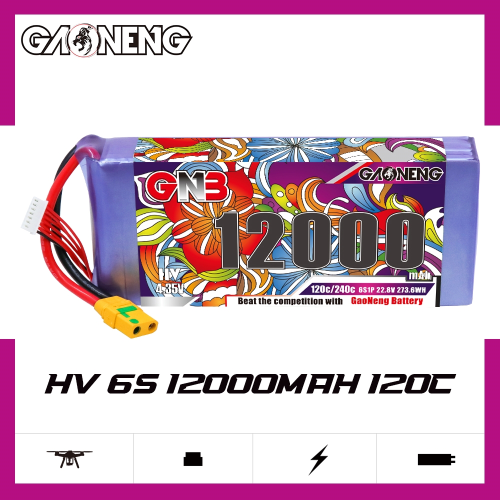 [Copy]GAONENG GNB 12000mAh 6S 22.8V HV 120C RC LiPo Battery XT90S