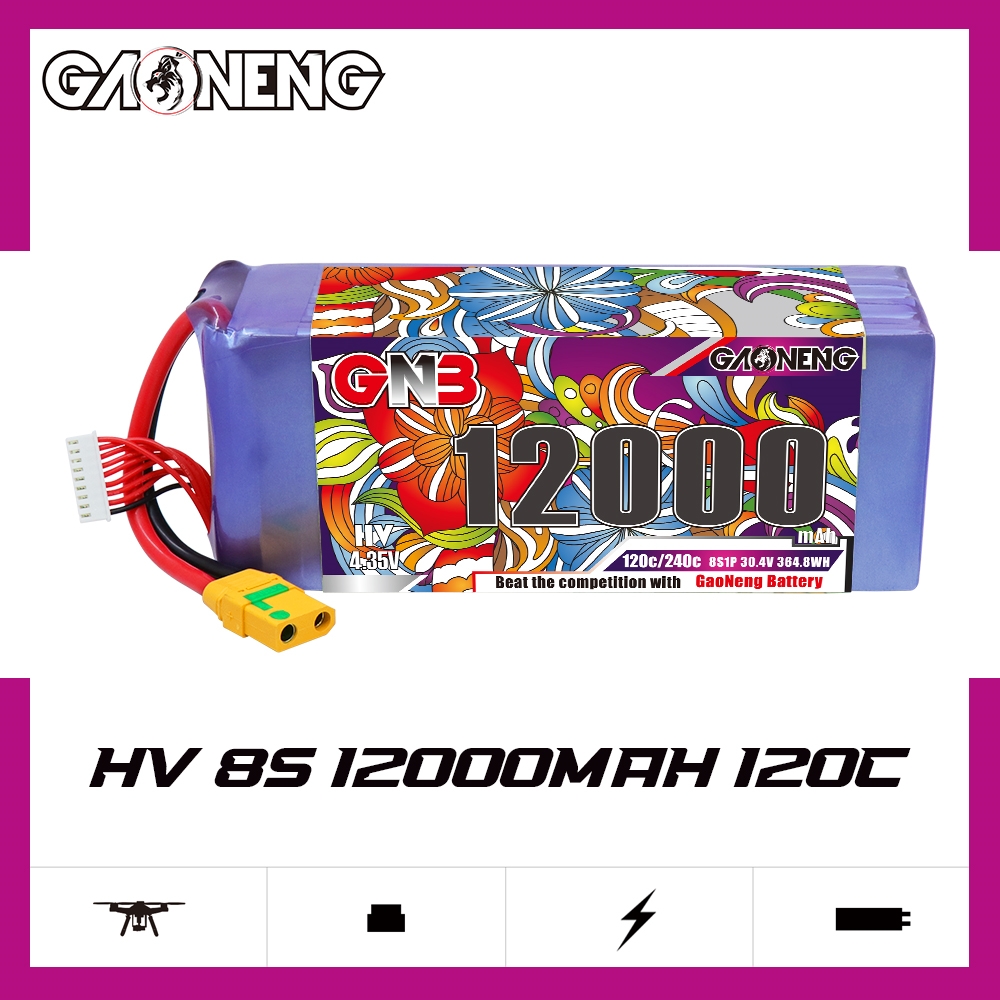 GAONENG GNB 8S1P 30.4V HV 12000mAh 120C LiPo Battery XT90S
