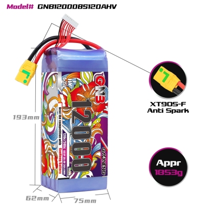 GAONENG GNB 8S1P 30.4V HV 12000mAh 120C LiPo Battery XT90S