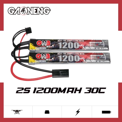 2PCS - GAONENG GNB 2S 7.4V 1200mAh 30C Mini Tamiya 2 Cells LiPo Battery for AirSoft