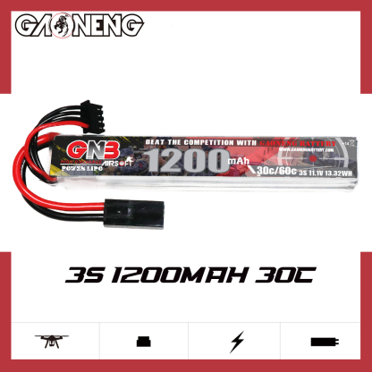 2PCS - GAONENG GNB 3S 11.1V 1200mAh 30C Mini Tamiya LiPo Battery for AirSoft