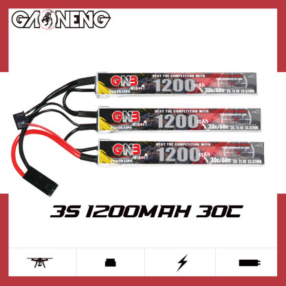 2PCS - GAONENG GNB 3S 11.1V 1200mAh 30C Mini Tamiya 3 Cells LiPo Battery for AirSoft
