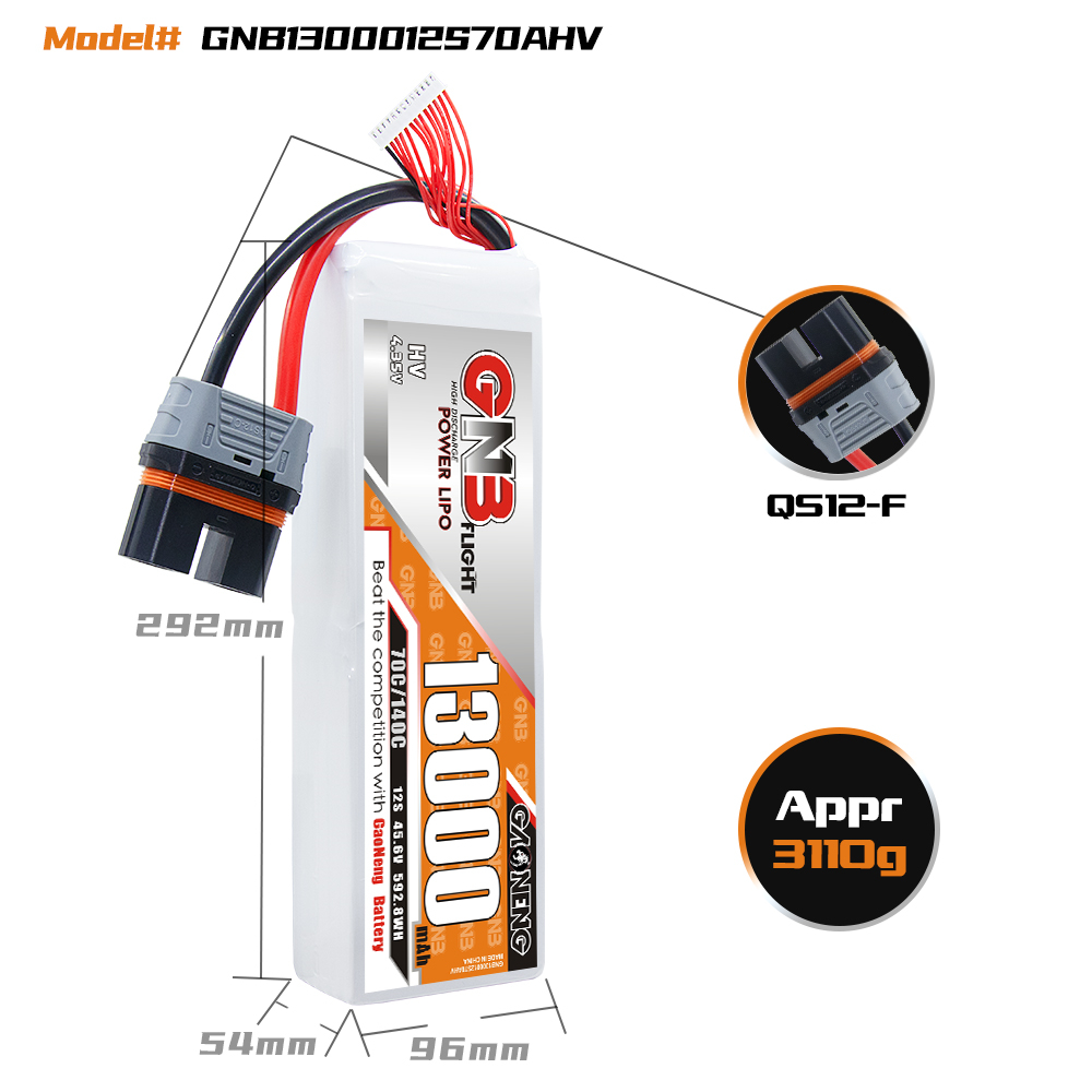 GAONENG GNB 12S 45.6V LiHV 13000mah 70C LiPo Battery QS12