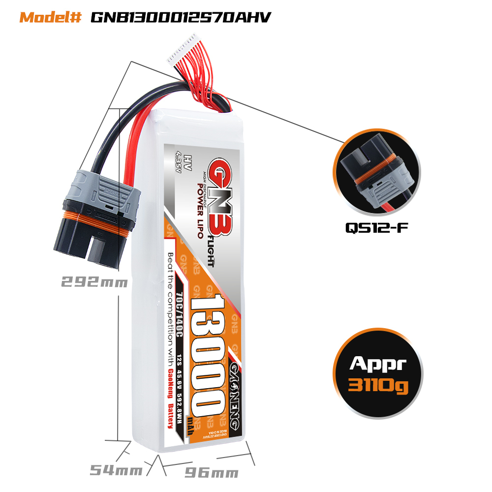 GAONENG GNB 12S 45.6V LiHV 13000mah 70C LiPo Battery QS12