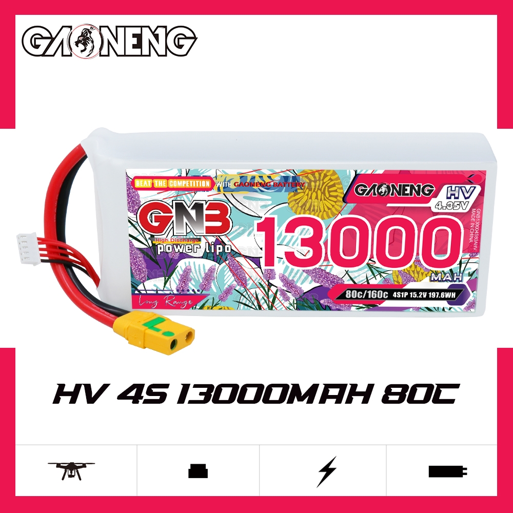 GAONENG GNB 4S 15.2V HV 13000mAh 80C RC LiPo Battery XT90S