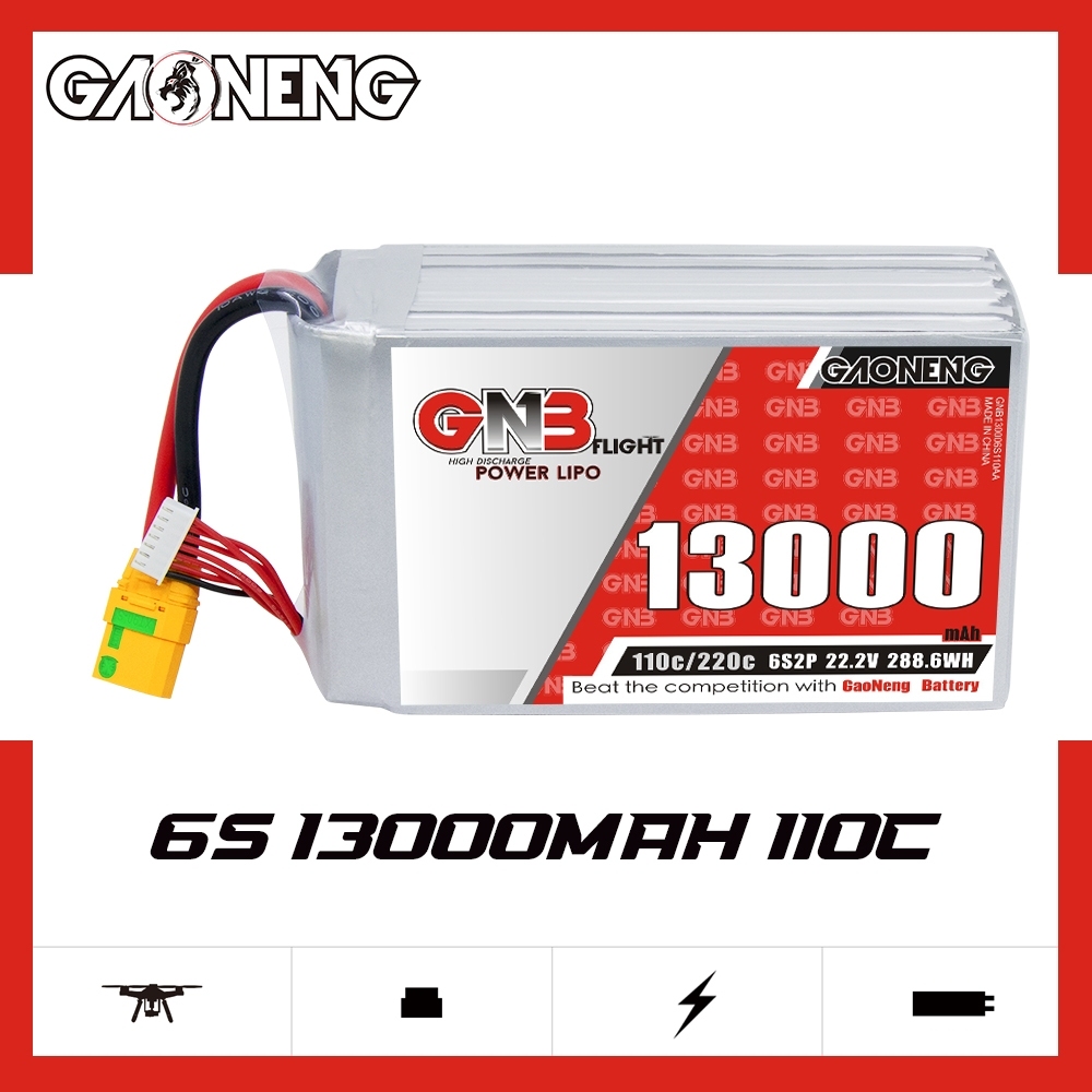 GAONENG GNB 6S 22.2V 13000mAh 13AH 110C RC LiPo Battery XT90S Anti Spark