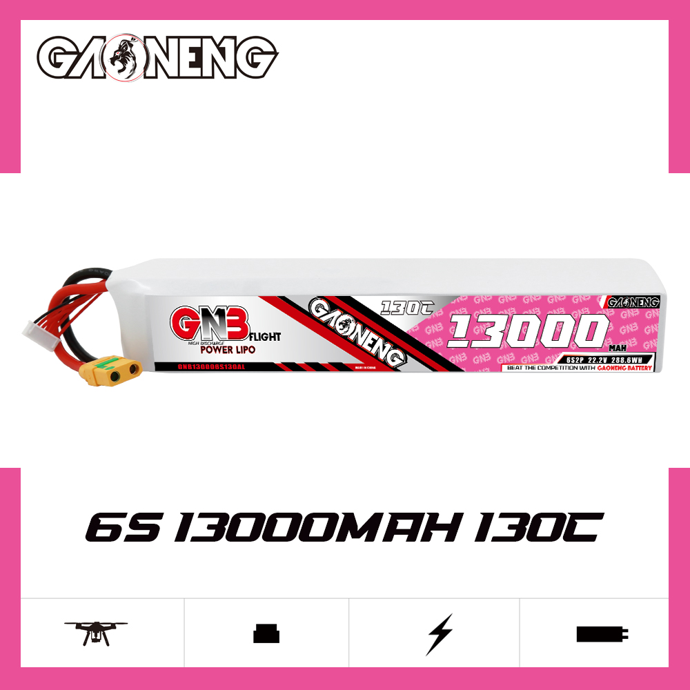 GAONENG GNB 6S 22.2V 13000mAh 130C RC LiPo Battery XT90S Anti Spark