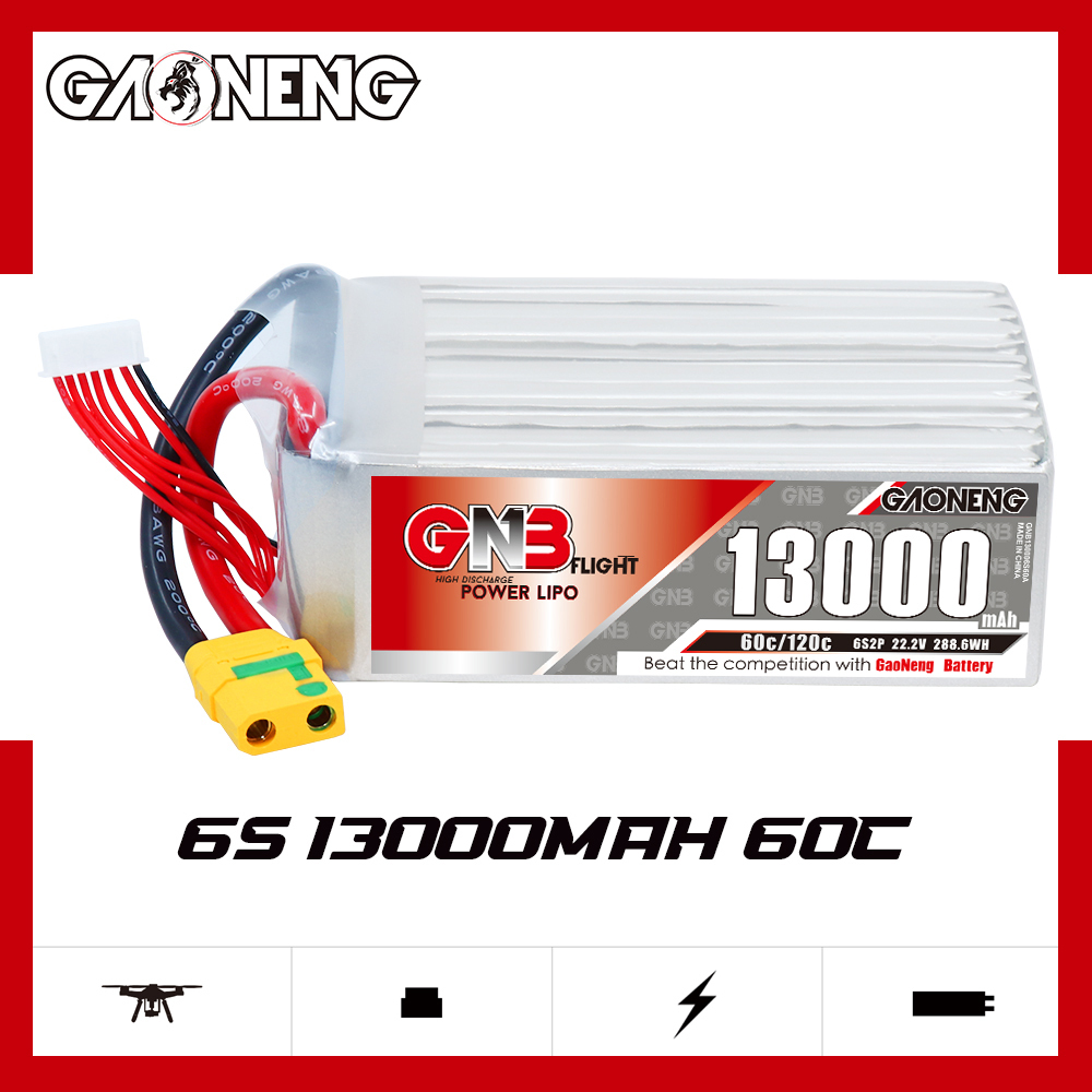 GAONENG GNB 6S 22.2V 13000mAh 60C RC LiPo Battery XT90S Anti Spark