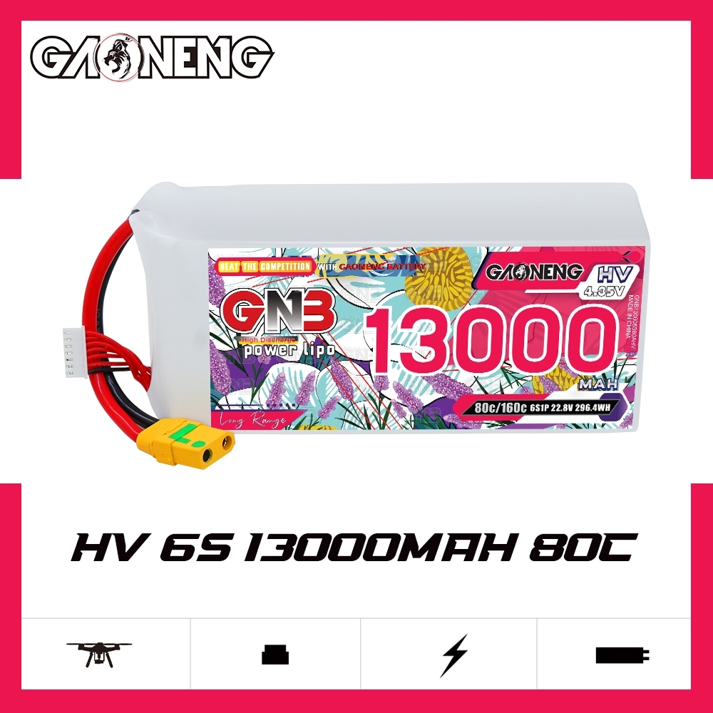 GAONENG GNB 6S 22.8V HV 13000mAh 80C RC LiPo Battery XT90S