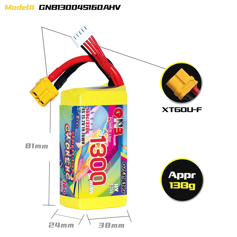 GAONENG GNB LiHV 4S 15.2V 1300mAh 160C XT60 LiPo Battery