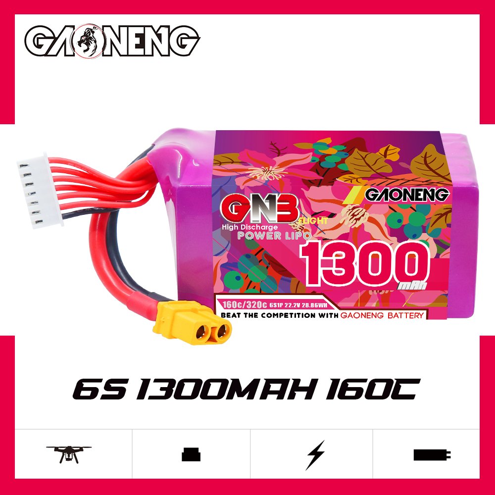 GAONENG GNB 6S 22.2V 1300mAh 160C XT60 LiPo Battery
