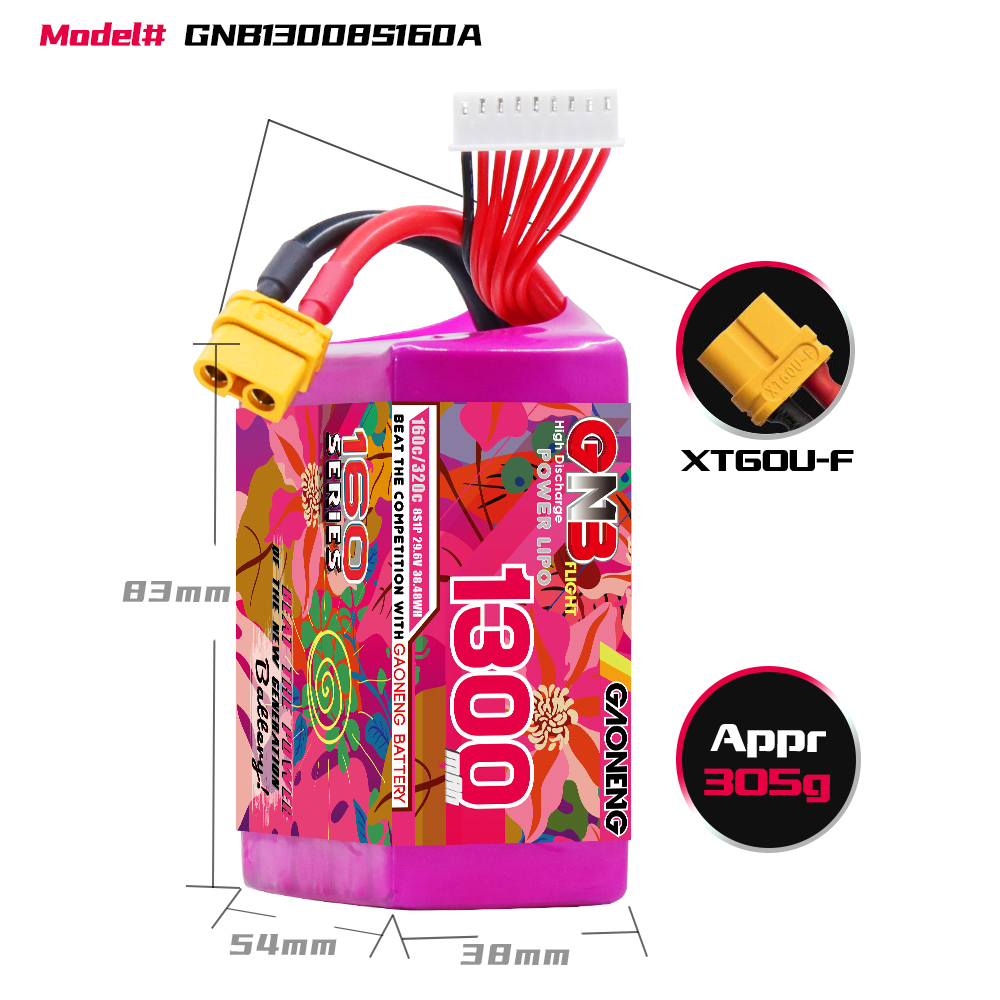 GAONENG GNB 8S 29.6V 1300mAh 160C XT60 LiPo Battery